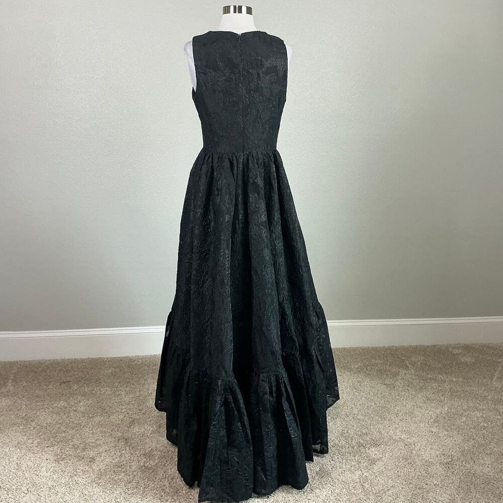 Mac Duggal 20714 High Low A-Line Evening Gown Metallic Black Size 6 Formal Dress - Picture 7 of 12